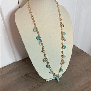 Coldwater Creek Gold and Turquoise Necklace NWOT